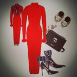 Backless Spring / Summer Red Feather Sleeve Dress - Image 3