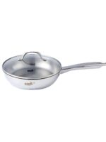 24cm Stainless Steel Frying Pan with Lid - Image 2