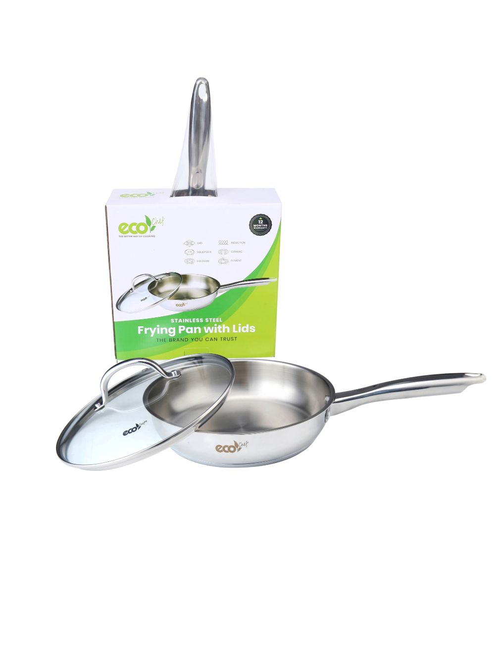 SS Fry Pan (2) 24cm Stainless Steel Frying Pan with Lid - Image 1