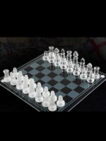 Glass Chess Set – Frosted & Clear Pieces with Glass Board - Image 2